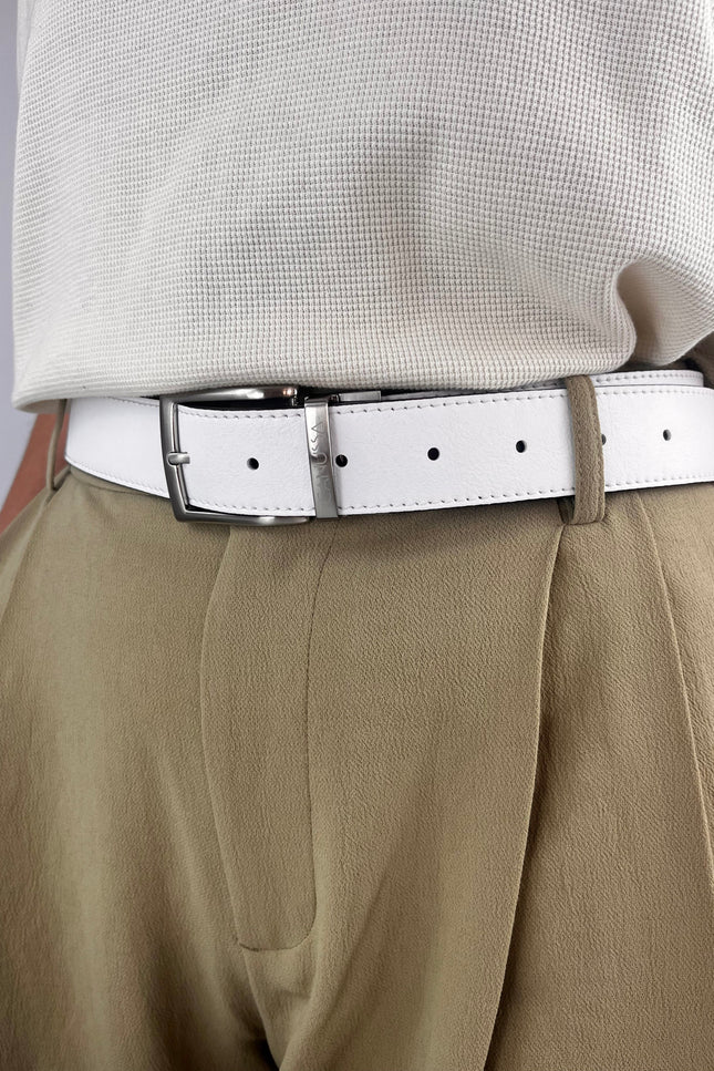 Canussa | Reverse reversible belt – White/Chocolate