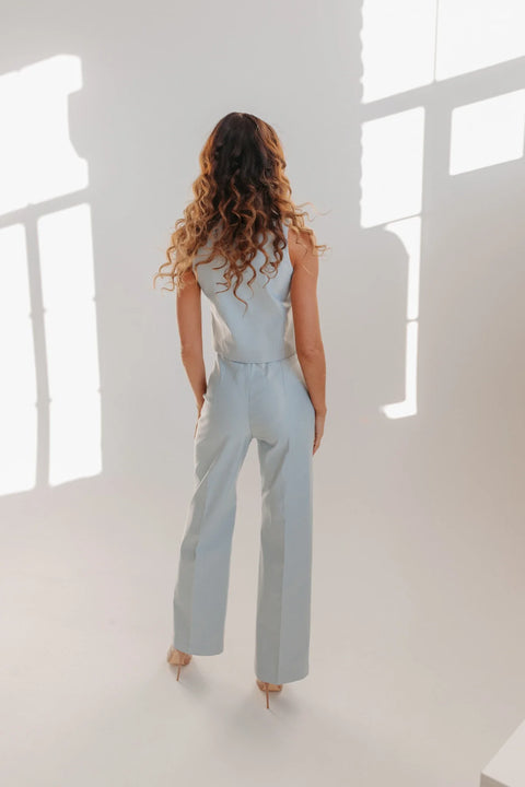 Etanna | High-Waisted Trousers Light Blue-Gray
