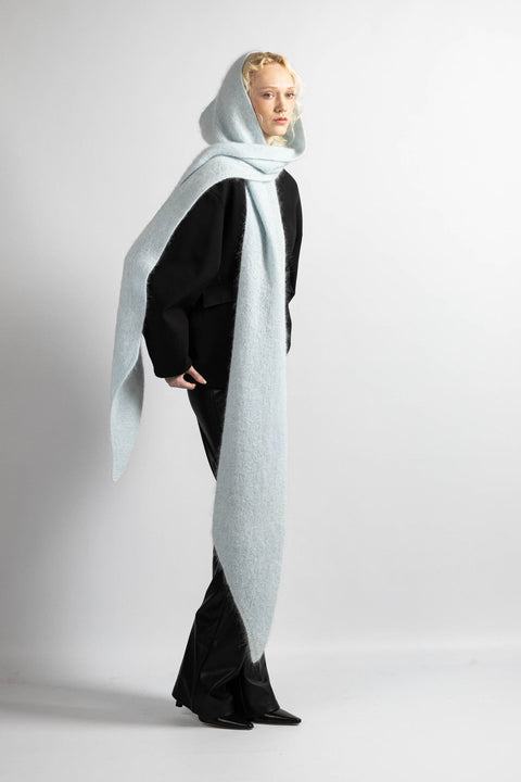Krista Elsta I Light blue hooded scarf head cover ARIA WRAP