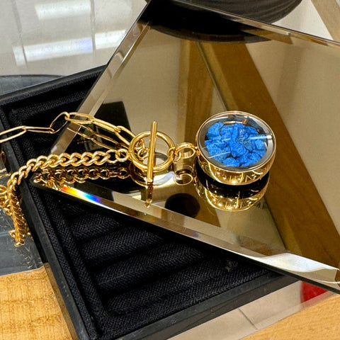 My Little Nature I Handmade Gold Plated Statement Necklace With Natural Blue Stones – Designer Jewelry