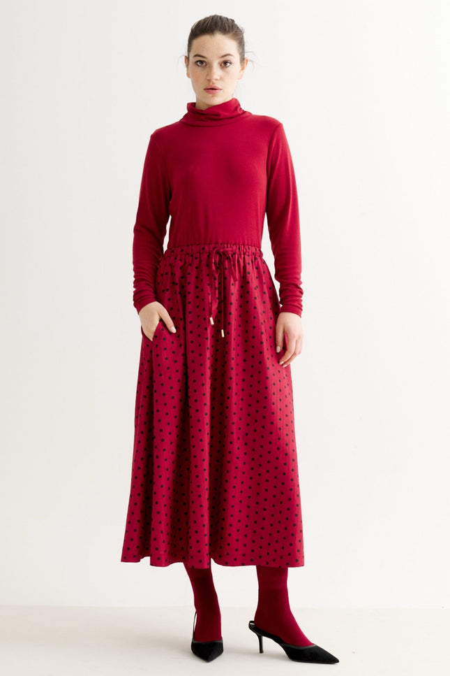 Lyra Spot Dress - Wine