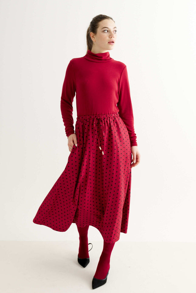 Lyra Spot Dress - Wine