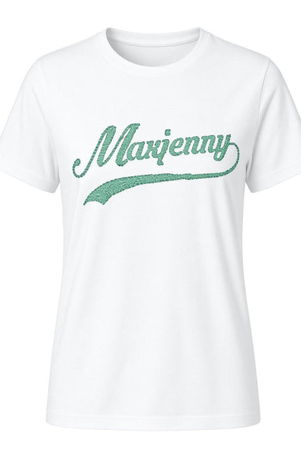 White T-shirt with Green Swarovski Crystals