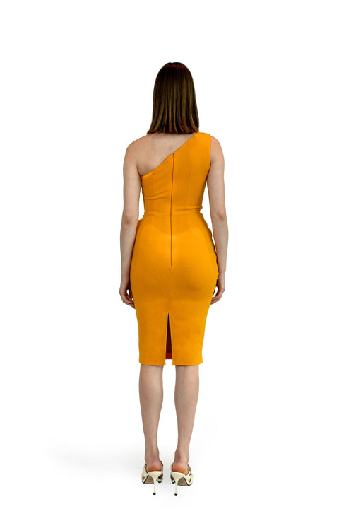 Anitabel | MAYA YELLOW MIDI PEPLUM DRESS