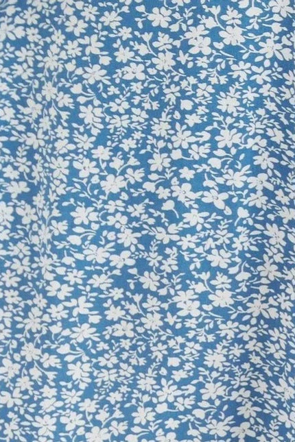 Kiyo Micro Blossom Print Midi Skirt In Blue - Styled