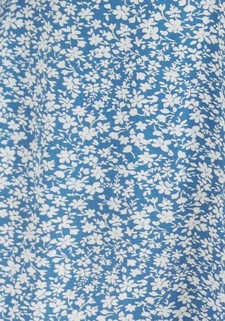 Kiyo Micro Blossom Print Midi Skirt In Blue - Styled
