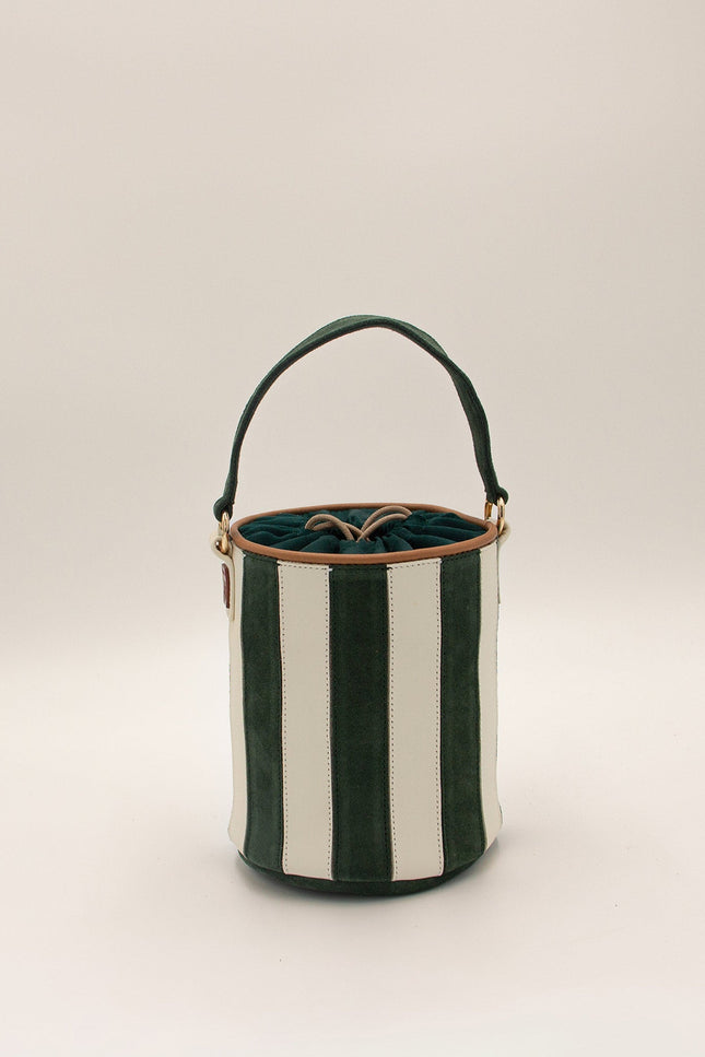 mini tambour circus laurel bolso de piel de rallas piel de napa y ante botella y hueso