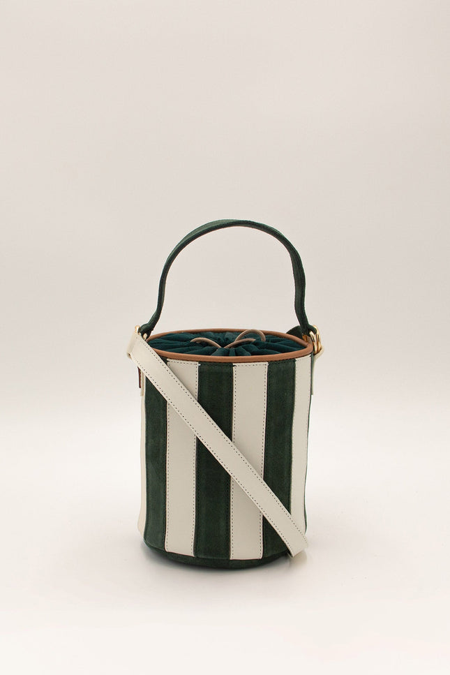 mini tambour circus laurel bolso de piel de rallas piel de napa y ante botella y hueso