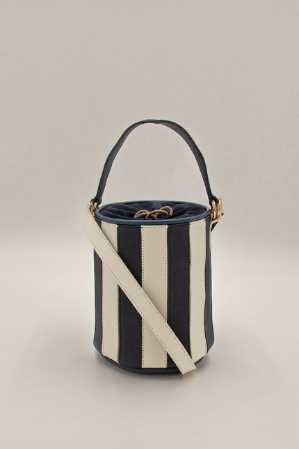 mini tambour circus laurel bolso de piel de rallas piel de nobuck y ante azul marino y hueso