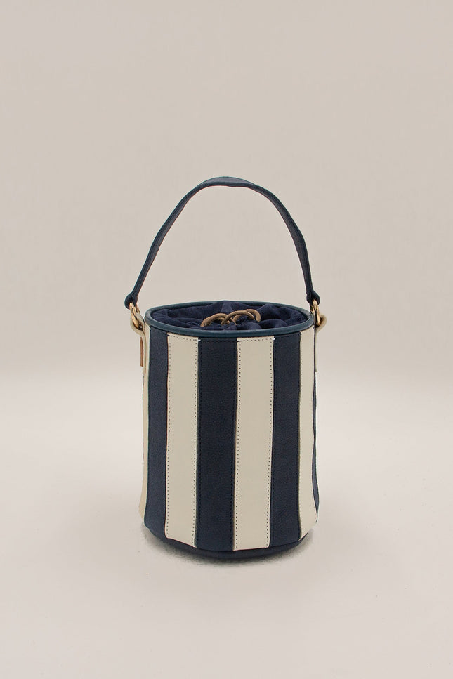 mini tambour circus laurel bolso de piel de rallas piel de nobuck y ante azul marino y hueso