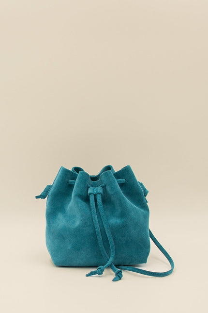 bolso de piel de ante mini dulse azul teal estudio