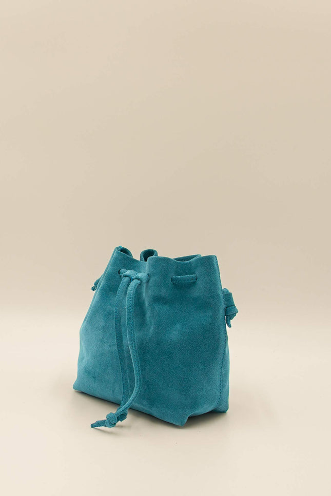 bolso de piel de ante mini dulse azul teal estudio