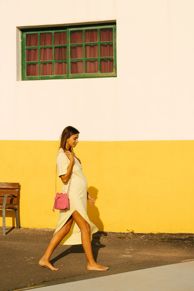 bolso de piel de ante mini dulse fucsia fotos fuerteventura