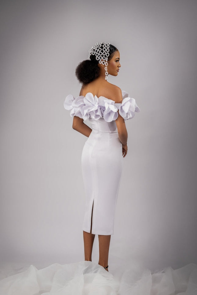 Anitabel | NAILYA SCUBA WHITE MIDI DRESS
