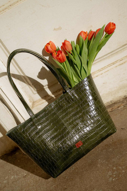 bolso piel cocodrilo nara verde producto street flores 1