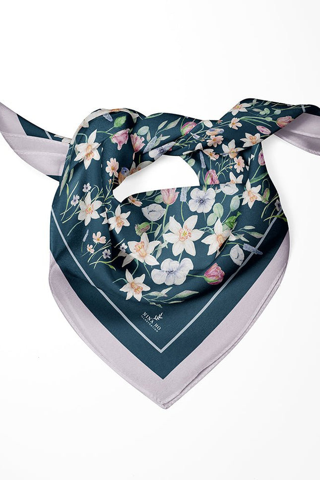 Nina Ho | Narcissus and Robin Double-Sided Silk Scarf