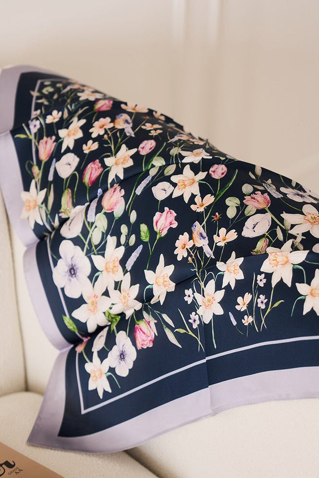 Nina Ho | Narcissus and Robin Double-Sided Silk Scarf