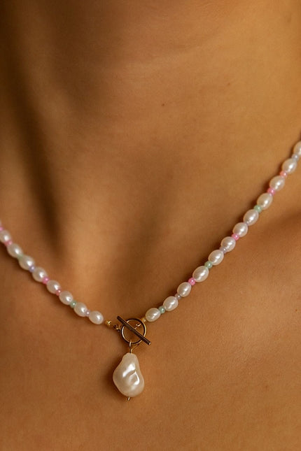 My Little Nature I Natural Freshwater Pearls Necklace With Genuine Baroque Pearl  Pendant - Pearls Choker