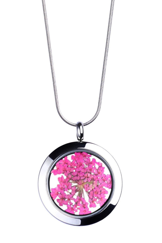 My Little Nature I Handmade Necklace With Pink Pressed Carrot Flower
