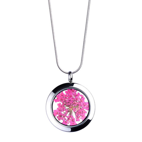 My Little Nature I Handmade Necklace With Pink Pressed Carrot Flower