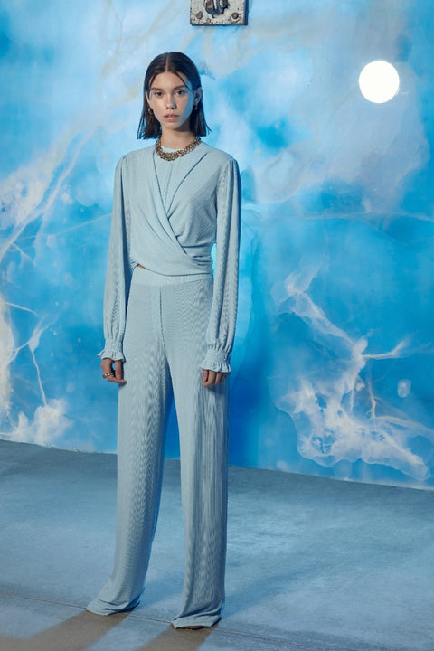 Nazli Ceren | Spodnie straight Orvell niebieskie