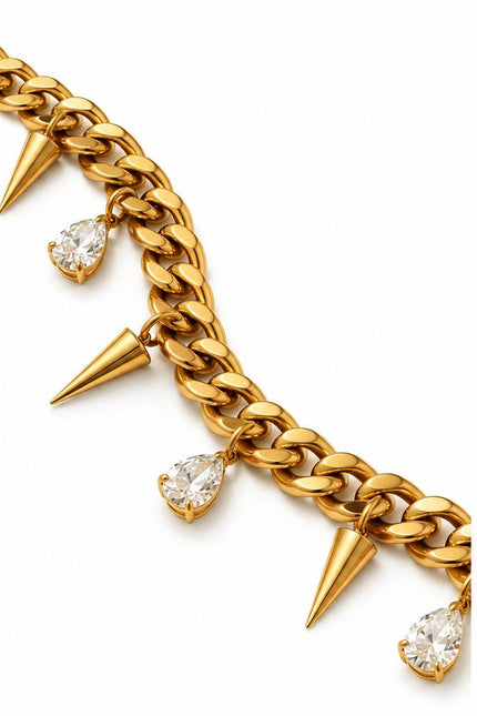 Chunky Stud Chain Necklace – Gold