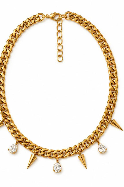 Chunky Stud Chain Necklace – Gold