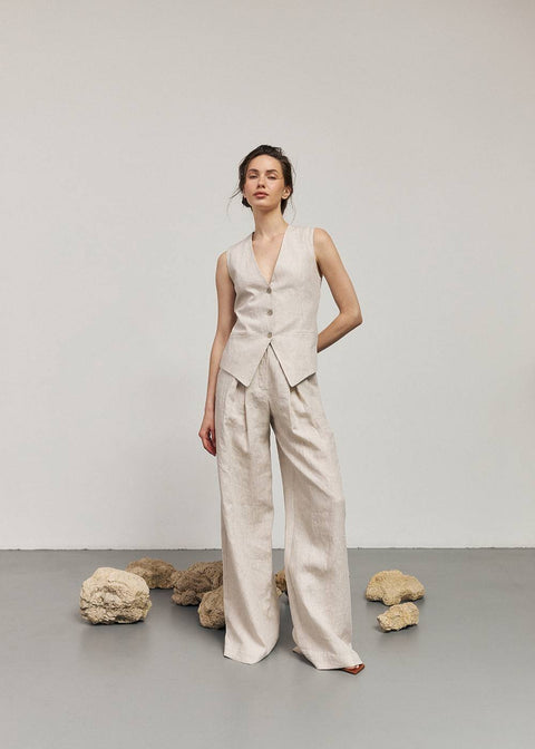 Kolosova | NATURAL COLOR LINEN VEST