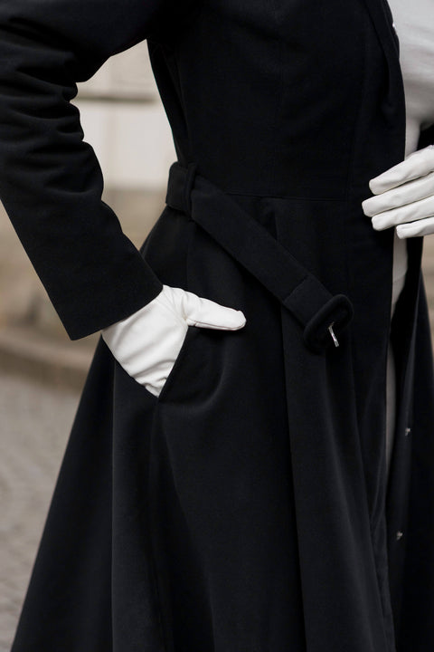 RainSisters | Warm Women’s Single Breasted Fit and Flare Coat | Obsidian Frost