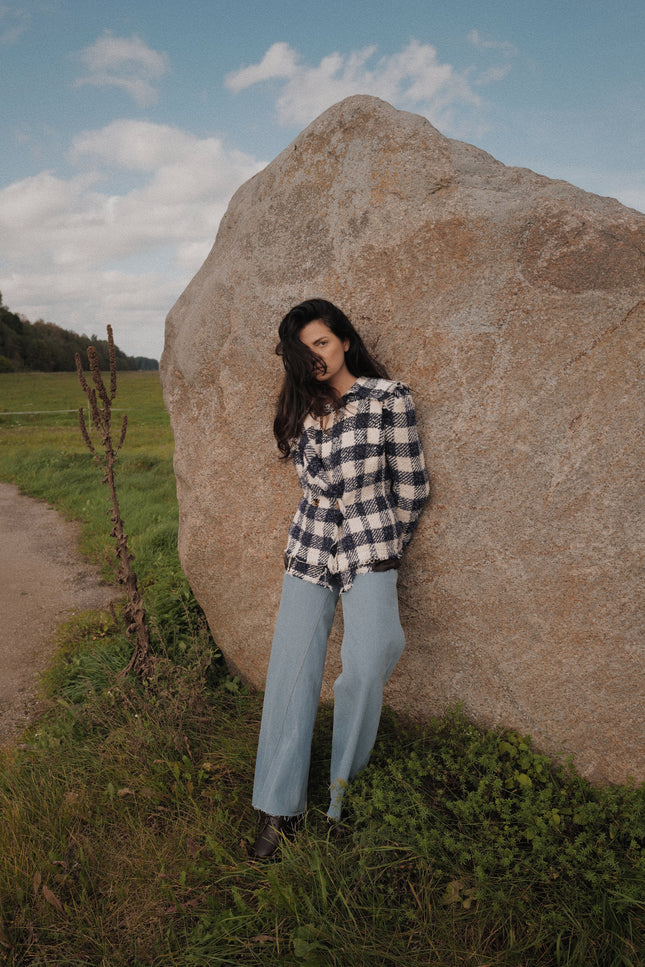 Gingham Tweed Tailored Jacket