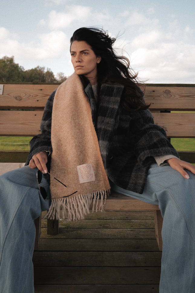 Liama Fluffy Double Breasted  Plaid Half Coat