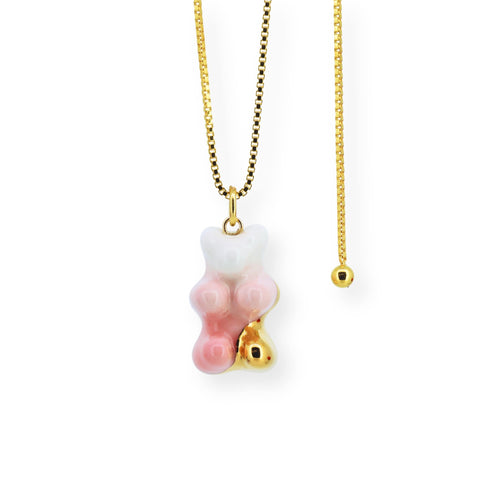 CJ·314 | Ombre Pink Gummy Bear Necklace With Adjustable Chain