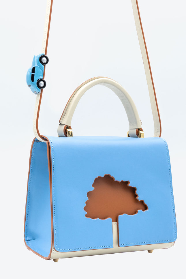 Absurde | ONE WAY Blue small leather shoulder bag