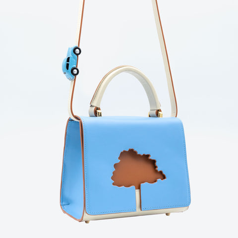 Absurde | ONE WAY Blue small leather shoulder bag