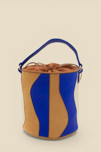 bolso de piel tambour organico indigo foto producto frontal