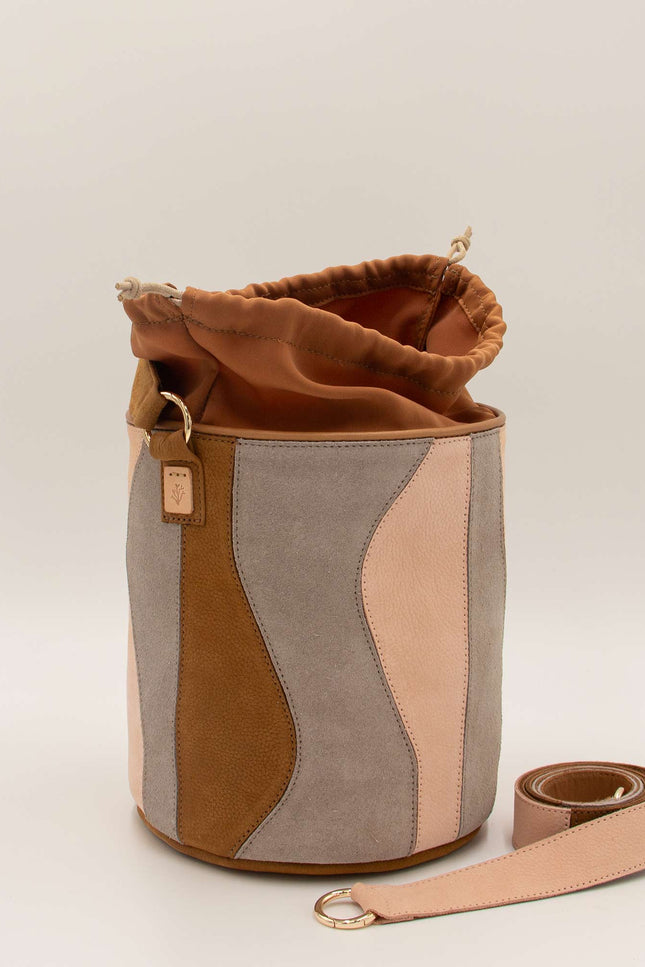 bolso piel nobuck y ante tambour organico sienna