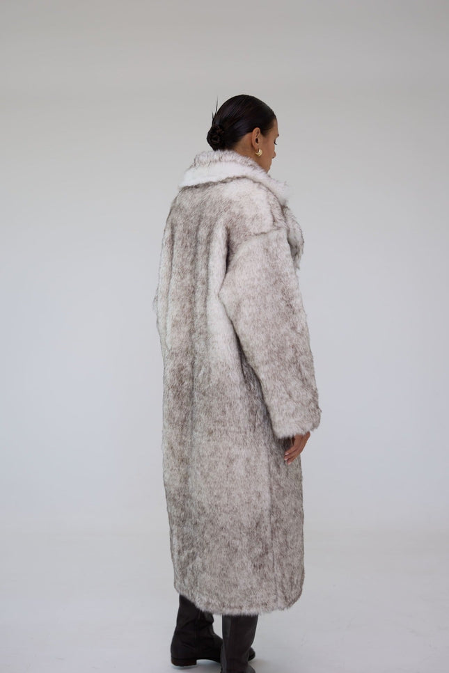 BÚDZIKO | JACQUELINE FAUX FUR GREY COAT
