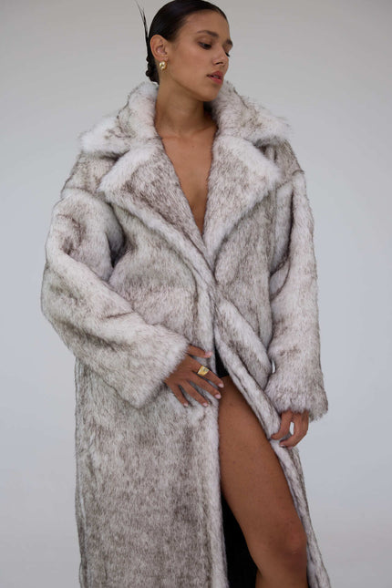 BÚDZIKO | JACQUELINE FAUX FUR GREY COAT