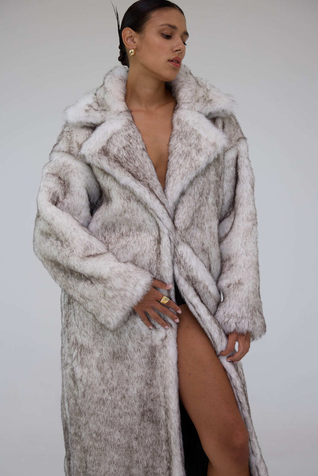 BÚDZIKO | JACQUELINE FAUX FUR GREY COAT