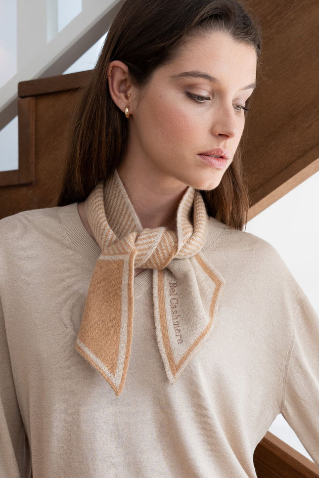 Bel Cashmere | Pañuelo de cashmere rayas beige