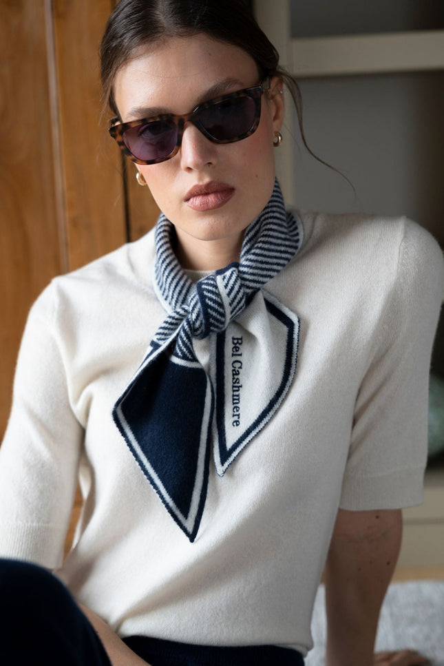 Bel Cashmere | Pañuelo de cashmere rayas azul