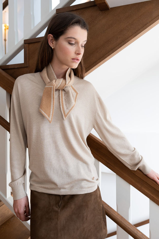 Bel Cashmere | Pañuelo de cashmere rayas beige