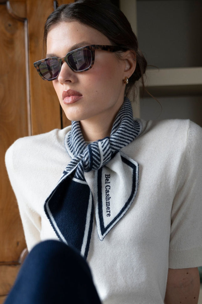 Bel Cashmere | Pañuelo de cashmere rayas azul