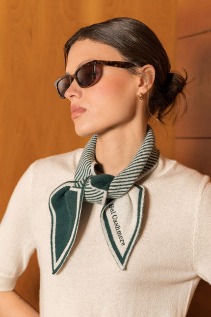 Bel Cashmere | Szalik z kaszmiru w zielone paski