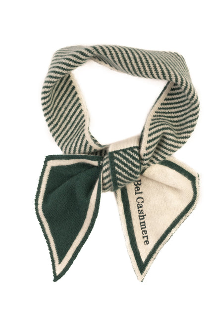 Bel Cashmere | Szalik z kaszmiru w zielone paski