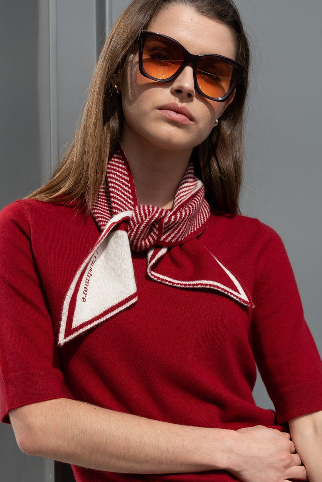 Bel Cashmere | Pañuelo de cashmere rayas granate