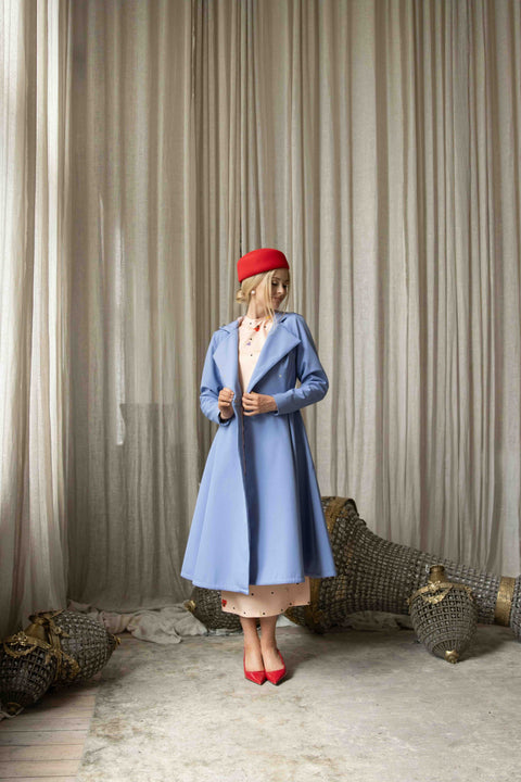 RainSisters | Sukienka midi z długim rękawem w kolorze różowym | Brzoskwiniowy kwiat