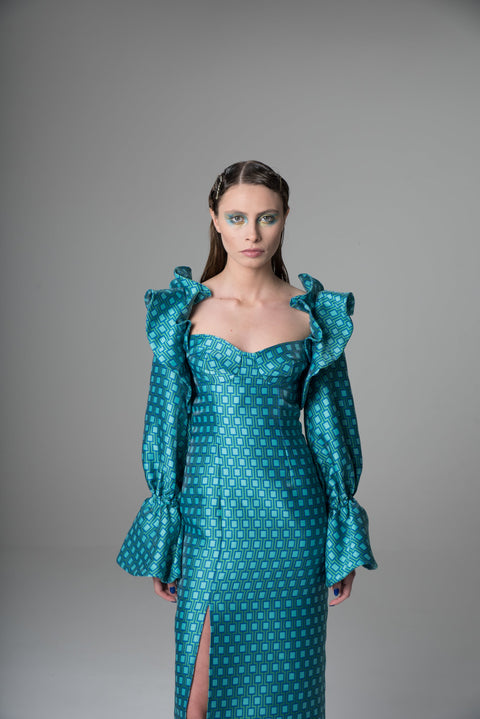 Psychedelic Overdose | Sukienka midi z falbaną Sunny