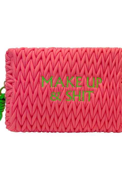 Pink LillyLovesLTD cosmetic wash bag with zipper closure, perfect for makeup and toiletries storage.