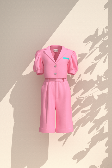 BÚDZIKO | MARSHMALLOW LINEN PUFFED SLEEVED PINK BLAZER